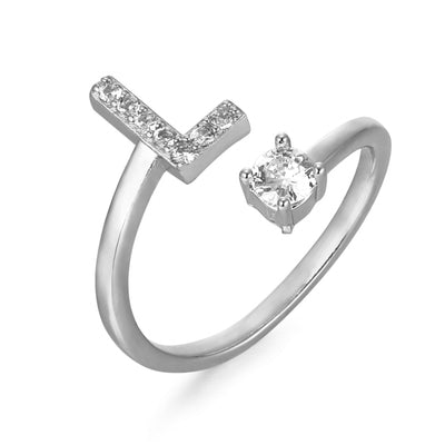 Letter Ring 'Initial' met Zirkonia