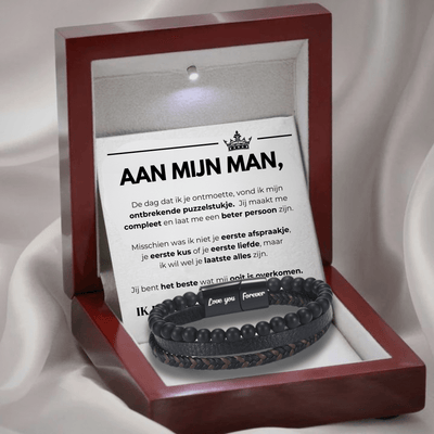 Aan Mijn Man - Lava Stenen Armband