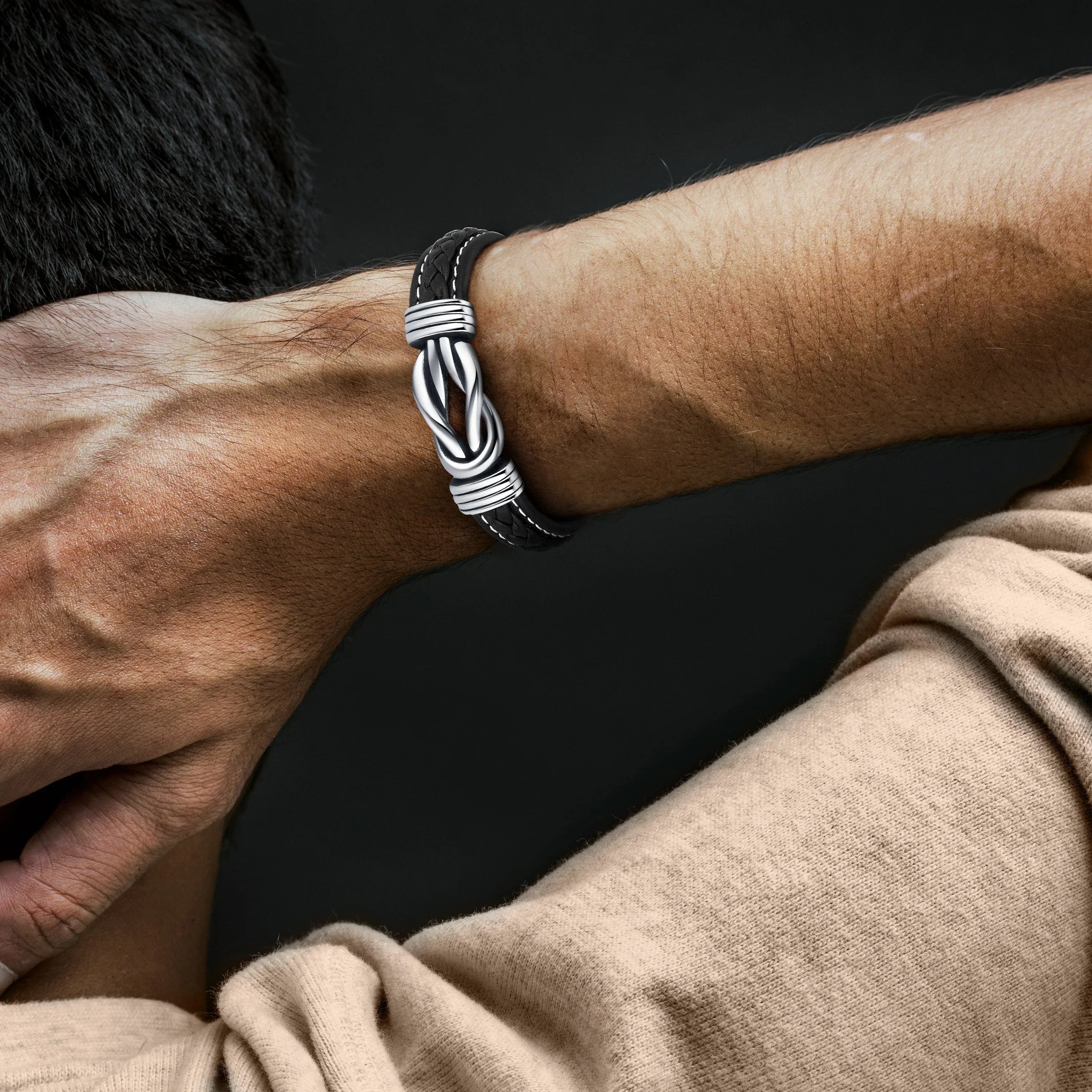 Mother and Son Forever Connected - Leather Infinity Bracelet