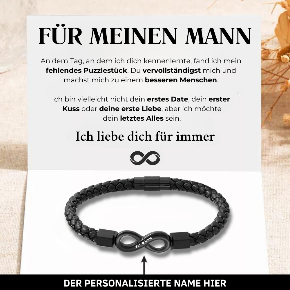 Für Meinen Mann - Personalisiertes Leder-Infinity-Armband