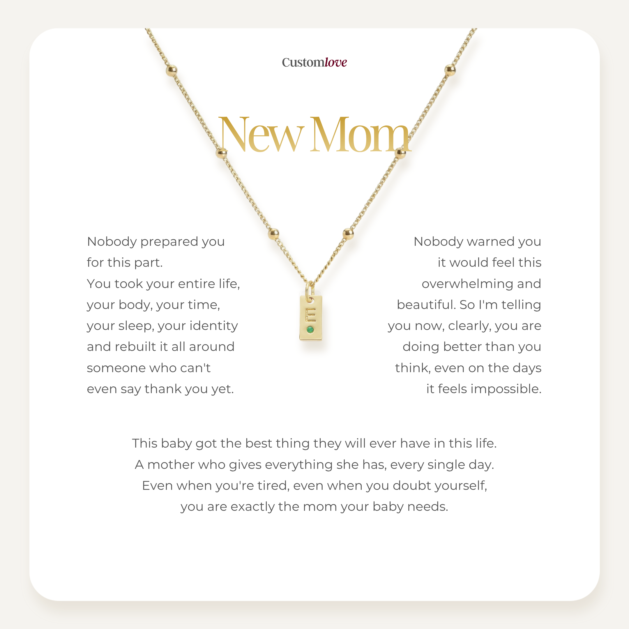 New Mom - Tag Birthstone Necklace