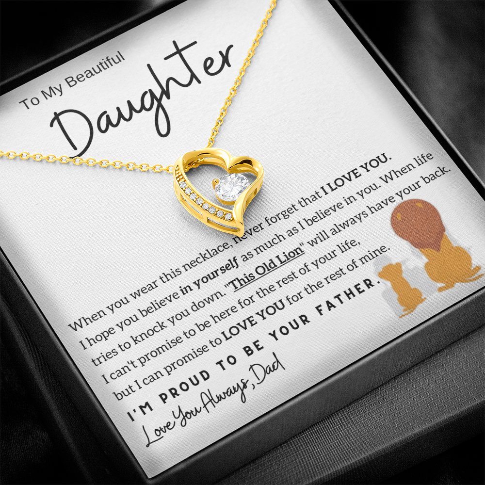 To My Beautiful Daughter – I’m Proud to Be Your Dad – Heart Necklace