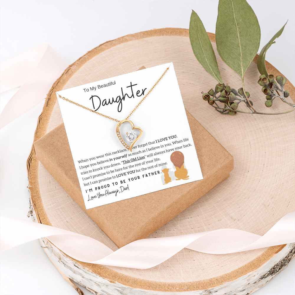To My Beautiful Daughter – I’m Proud to Be Your Dad – Heart Necklace