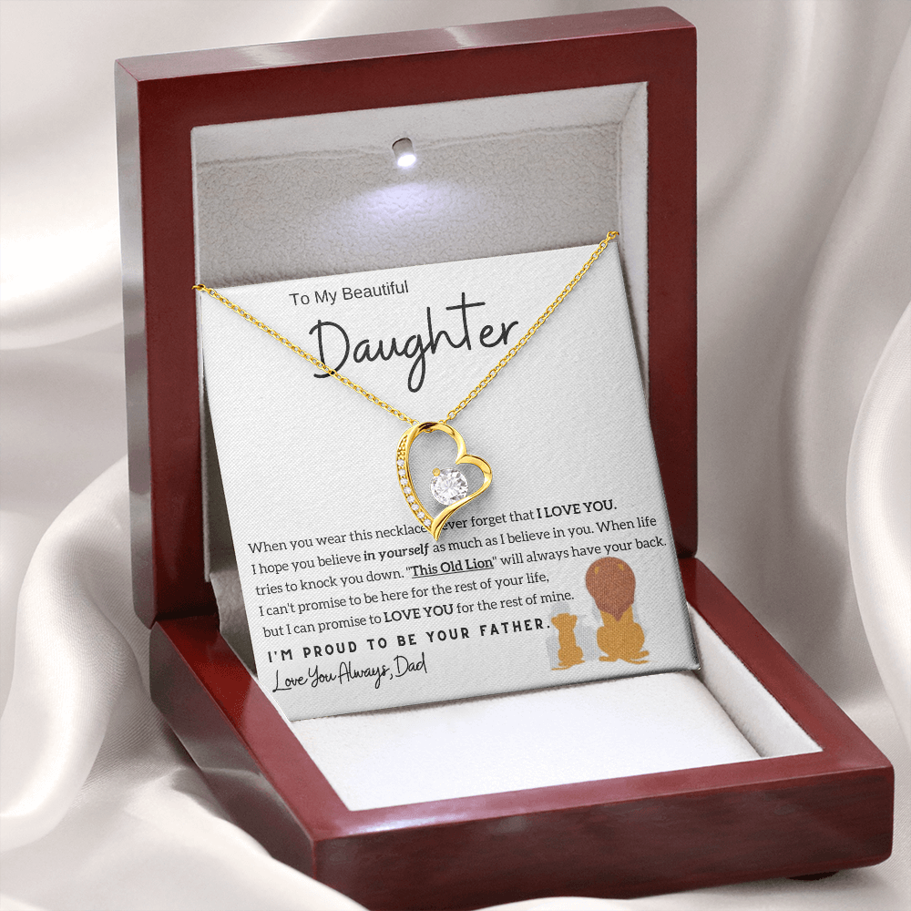 To My Beautiful Daughter – I’m Proud to Be Your Dad – Heart Necklace
