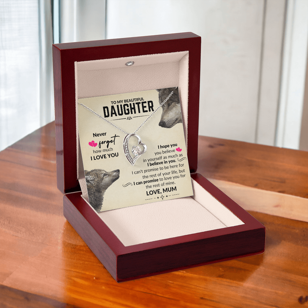 To My Daughter - Heart Necklace - Mother Wolf