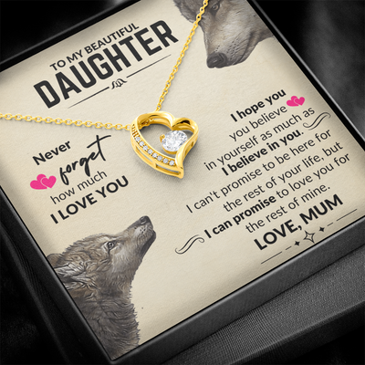 To My Daughter - Heart Necklace - Mother Wolf