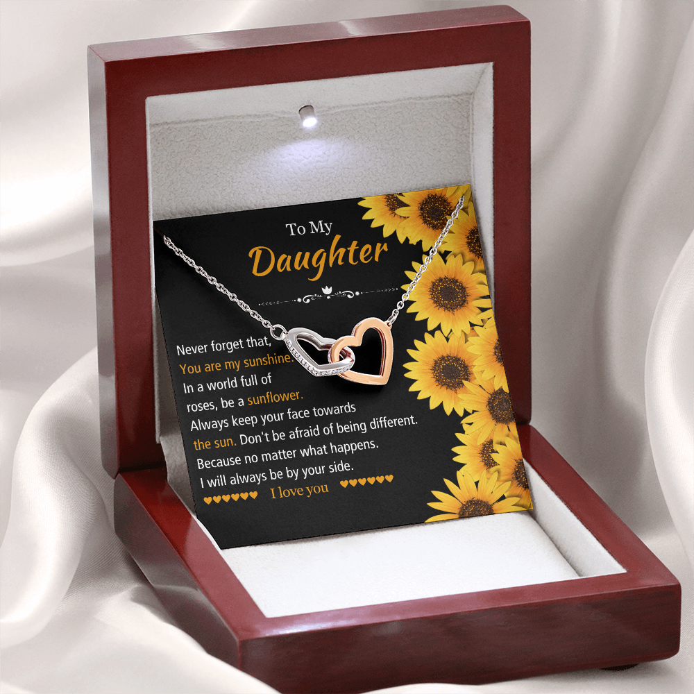 To My Daughter - You Are My Sunshine - Heart Necklace