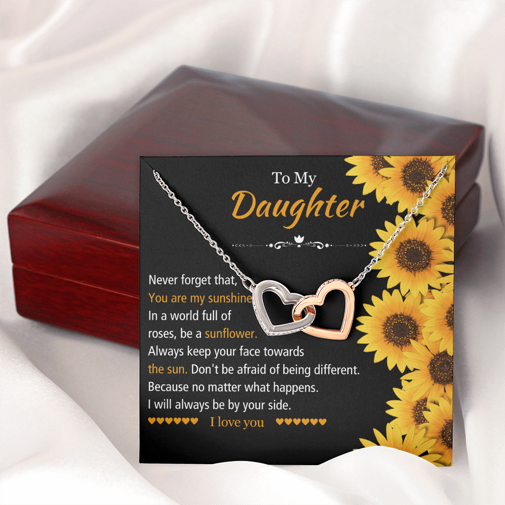 To My Daughter - You Are My Sunshine - Heart Necklace