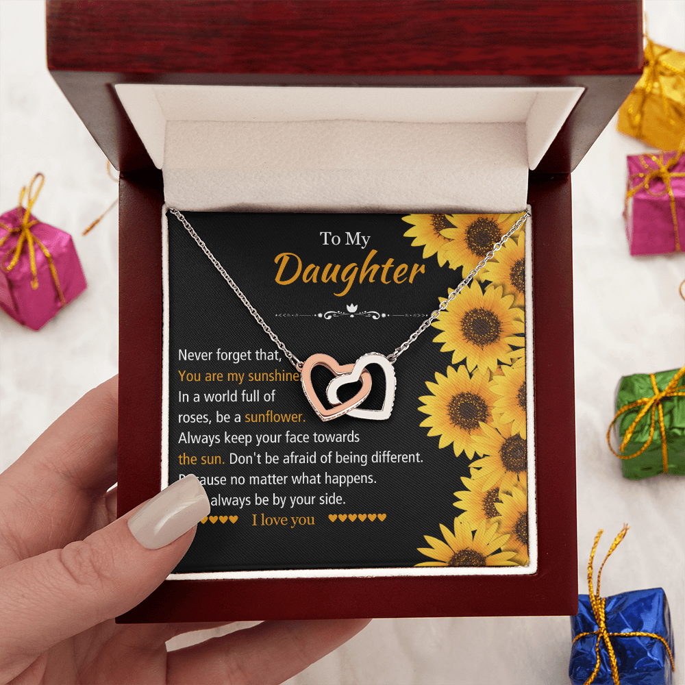 To My Daughter - You Are My Sunshine - Heart Necklace