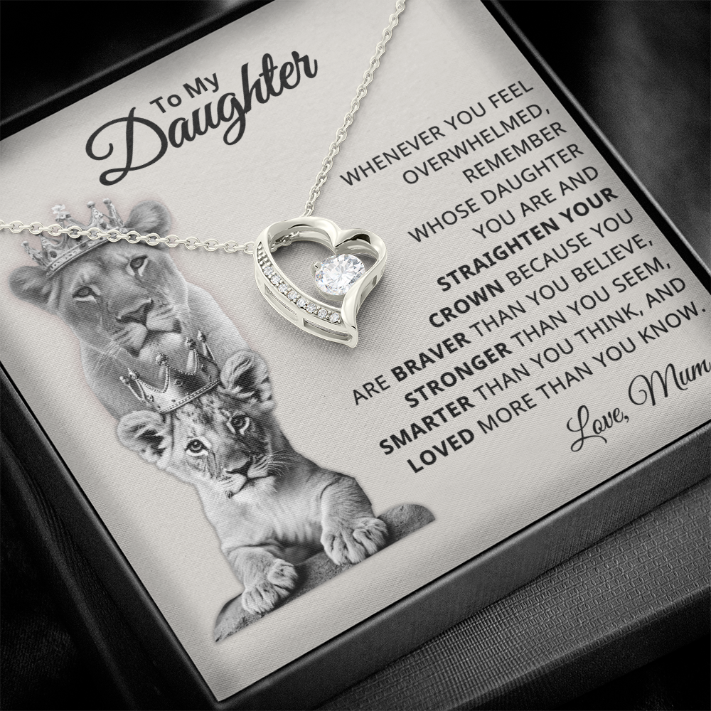 To My Daughter – You Are Braver, Stronger, Smarter, and Loved – Heart Necklace