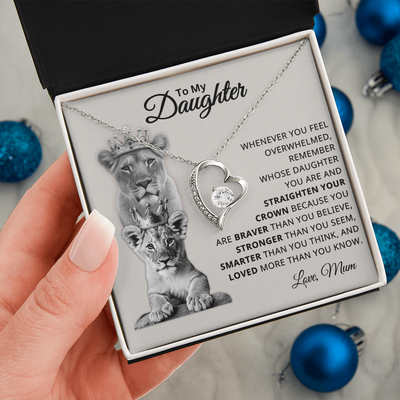 To My Daughter – You Are Braver, Stronger, Smarter, and Loved – Heart Necklace
