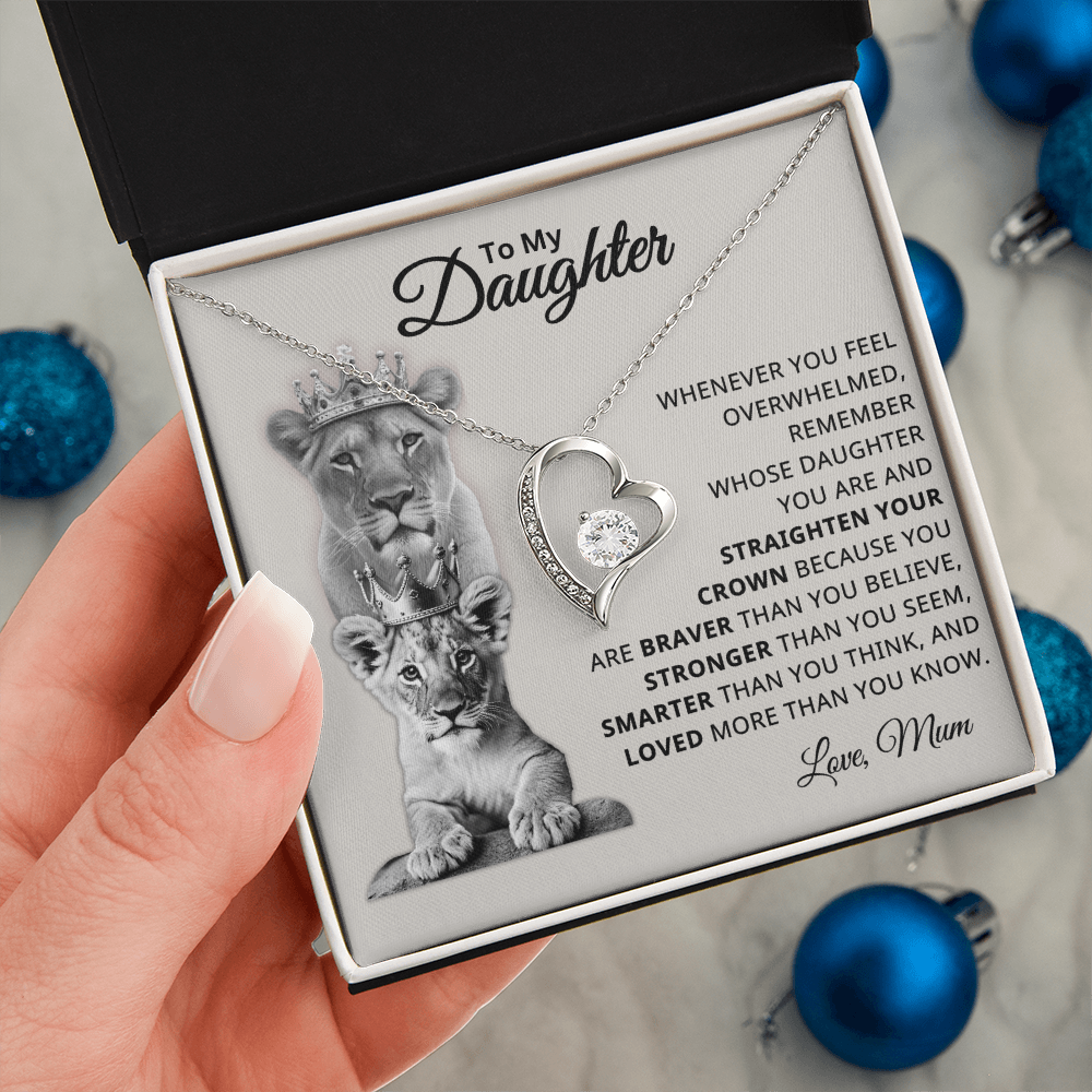 To My Daughter – You Are Braver, Stronger, Smarter, and Loved – Heart Necklace