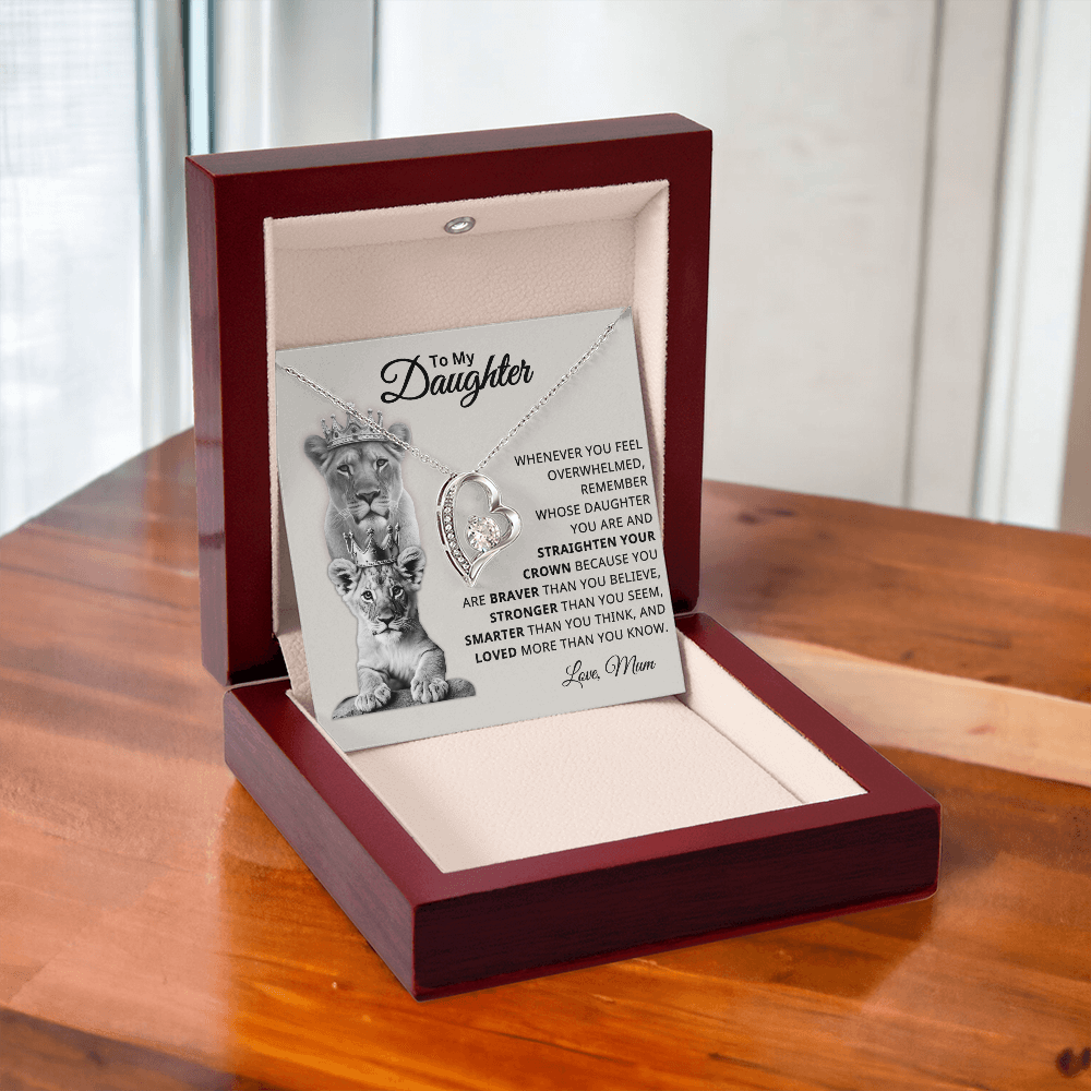 To My Daughter – You Are Braver, Stronger, Smarter, and Loved – Heart Necklace