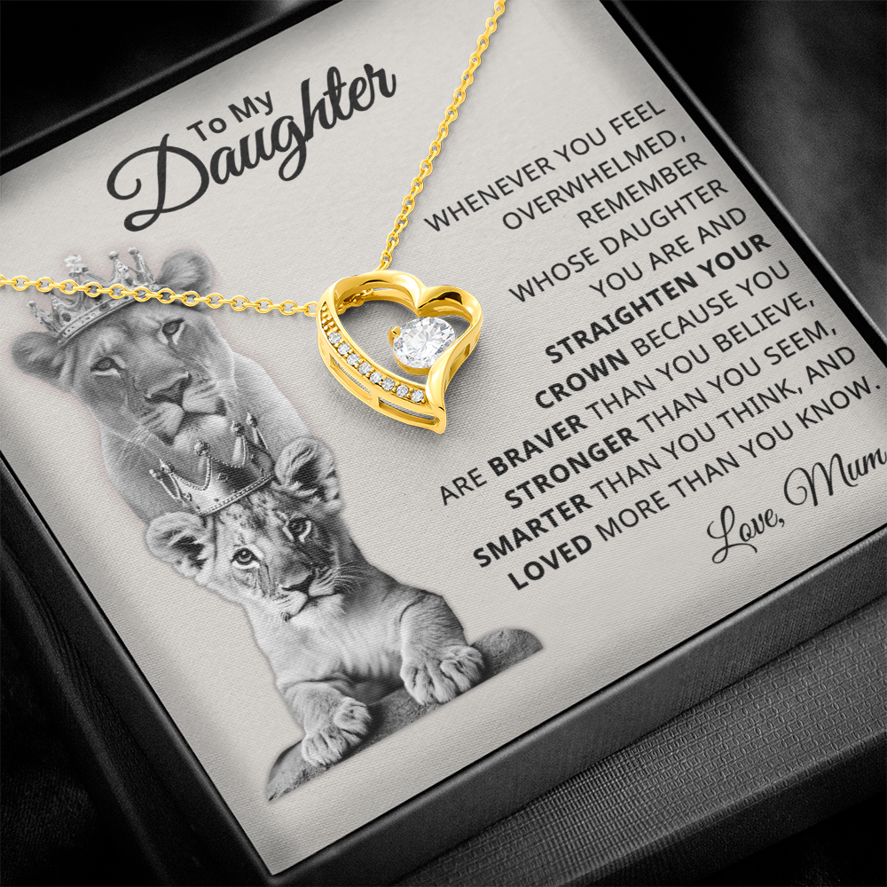 To My Daughter – You Are Braver, Stronger, Smarter, and Loved – Heart Necklace