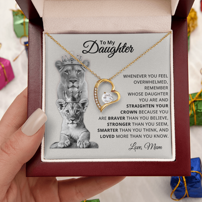 To My Daughter – You Are Braver, Stronger, Smarter, and Loved – Heart Necklace
