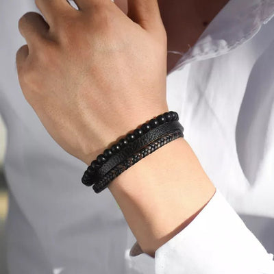 To My Grandson - Soothing Lava Stone Bracelet - Love, Grandma