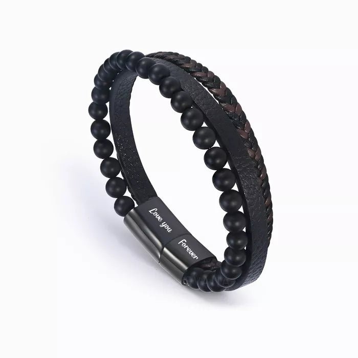 To My Grandson - Soothing Lava Stone Bracelet - Love, Grandma