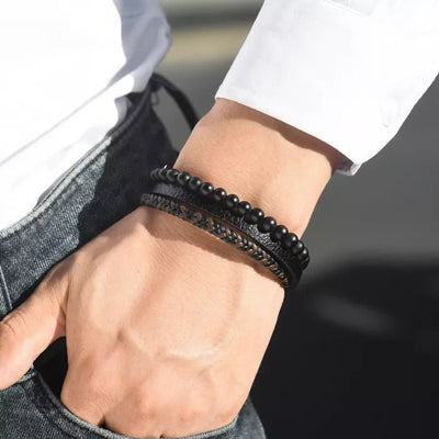 To My Grandson - Soothing Lava Stone Bracelet - Love, Grandma