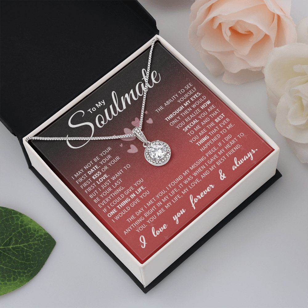 To My Soulmate – 14k White Gold Circle Necklace
