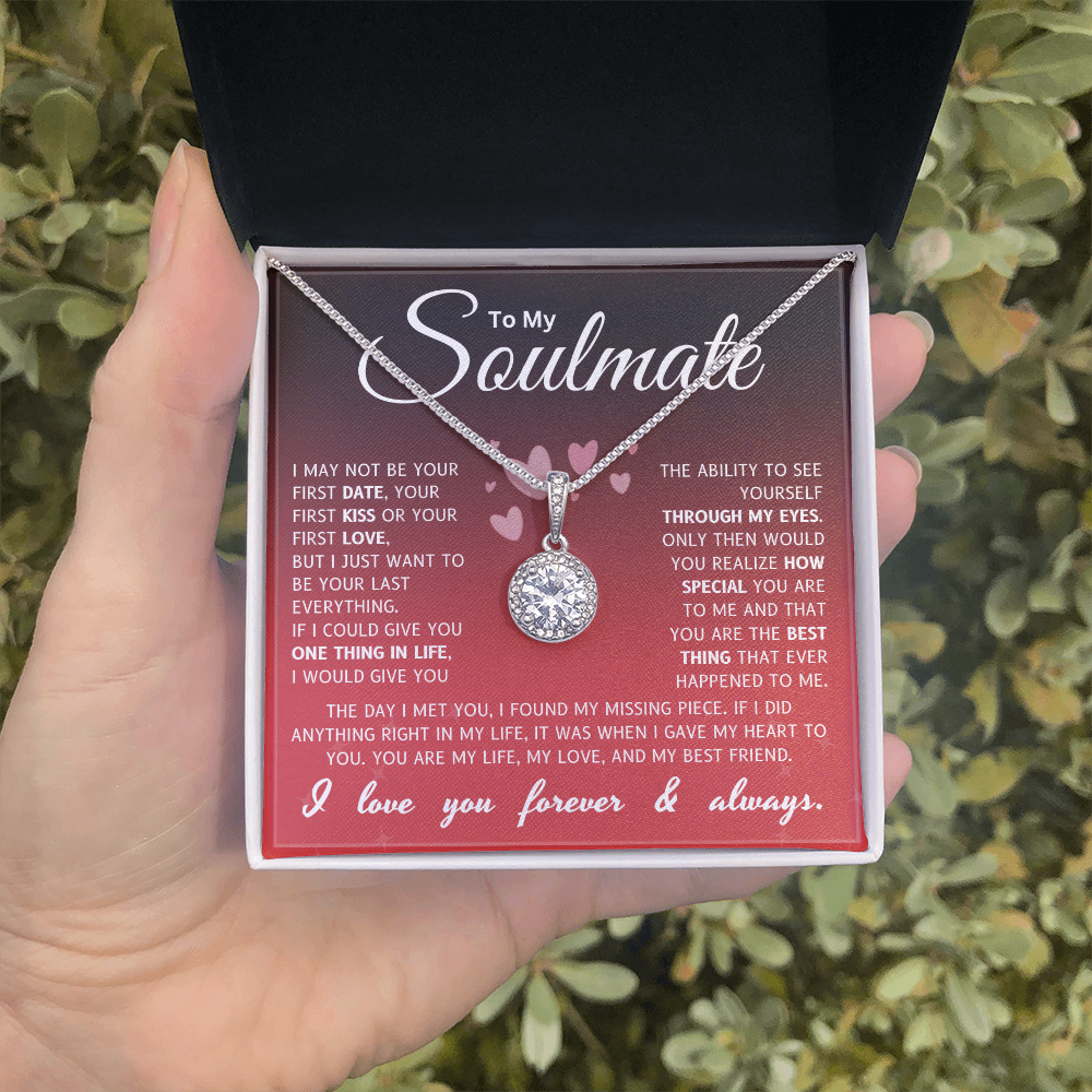 To My Soulmate – 14k White Gold Circle Necklace
