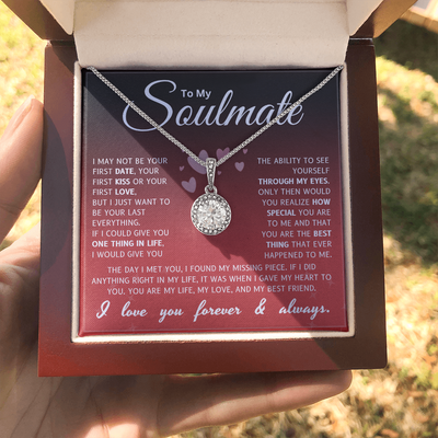 To My Soulmate – 14k White Gold Circle Necklace