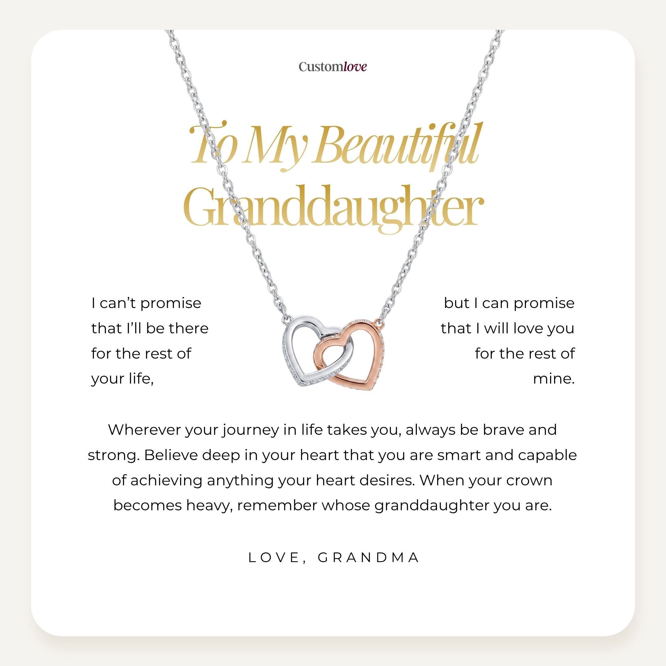 To My Granddaughter -  Interlocking Hearts Necklace - From Grandma
