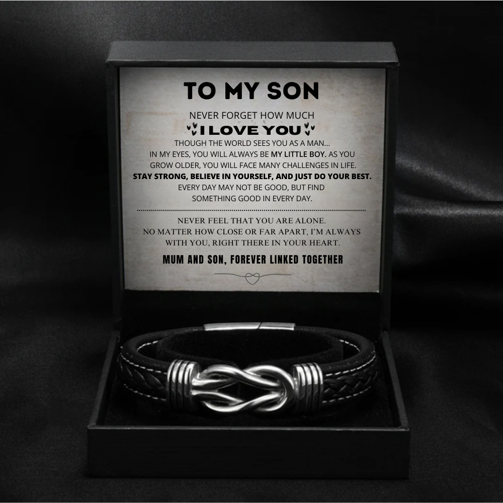 To My Son – Always With You – Infinity Leather Bracelet