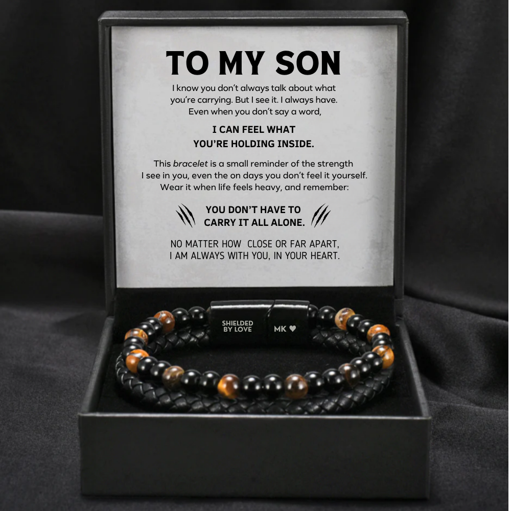 To My Son – Personalized Tiger Eye Protection Bracelet