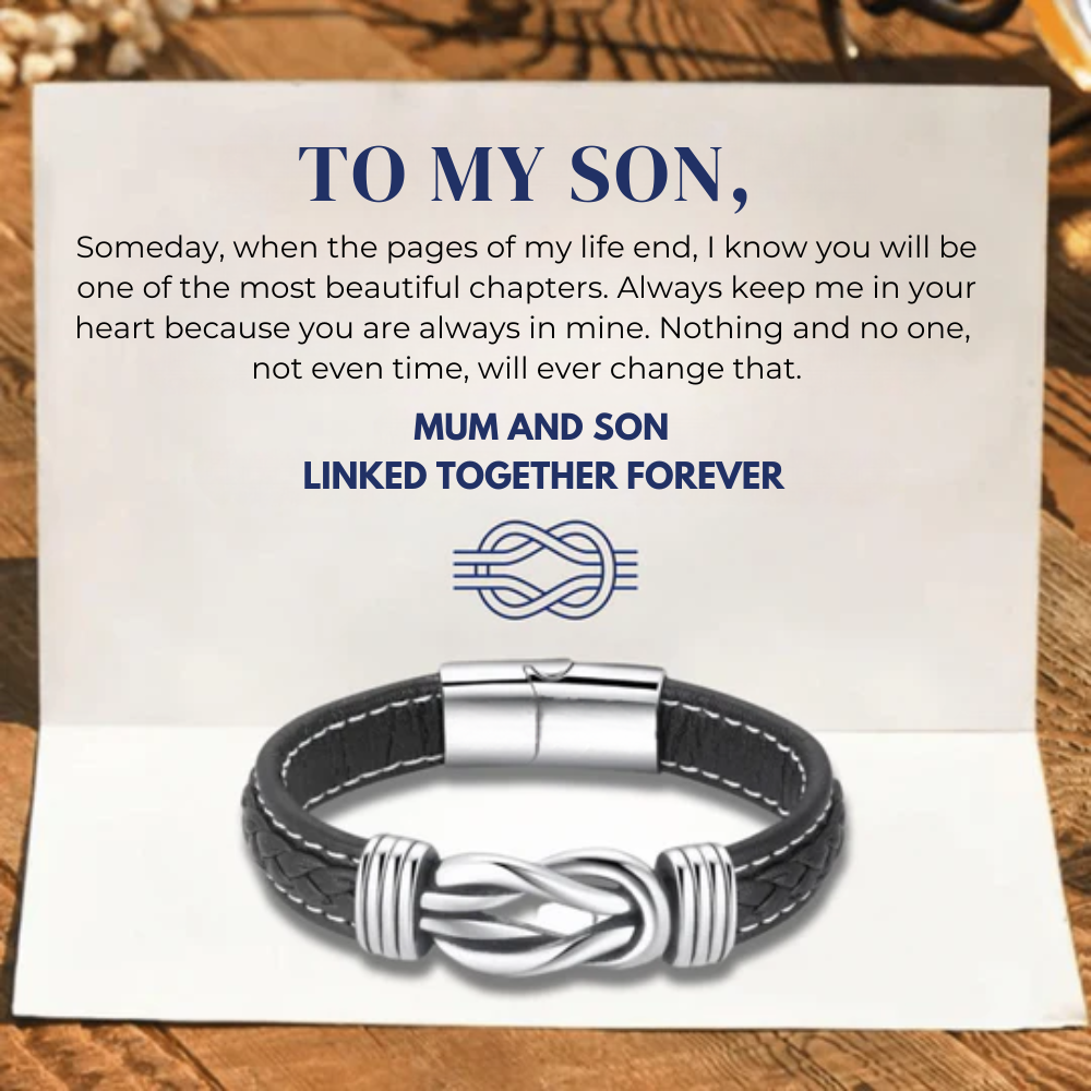 “Mother and Son – Forever Connected” Braided Leather Bracelet