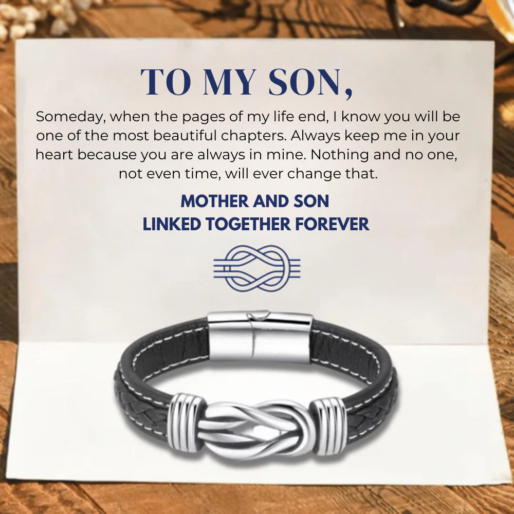 “Mother and Son – Forever Connected” Braided Leather Bracelet
