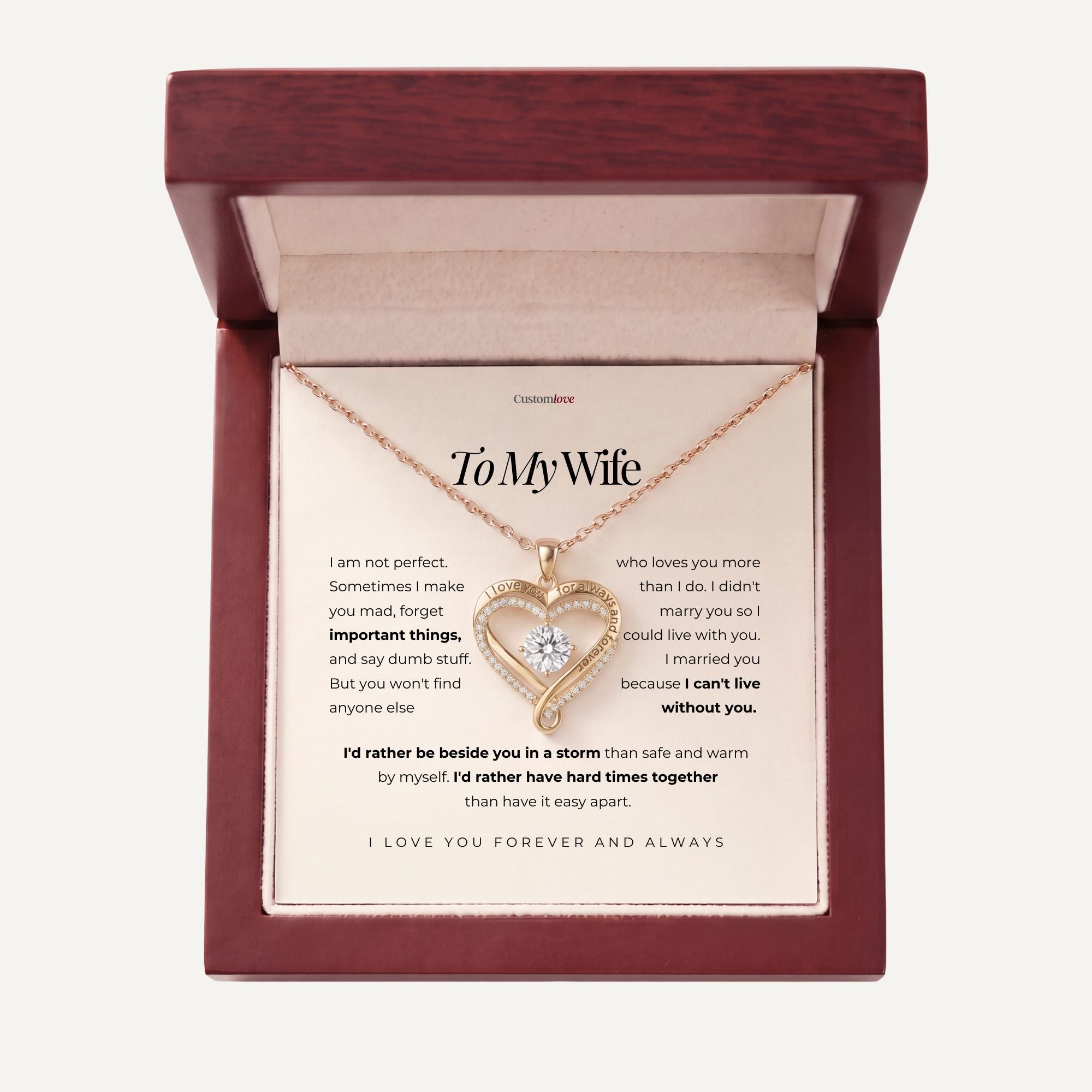 To My Wife – Engraved Double Hearts Necklace