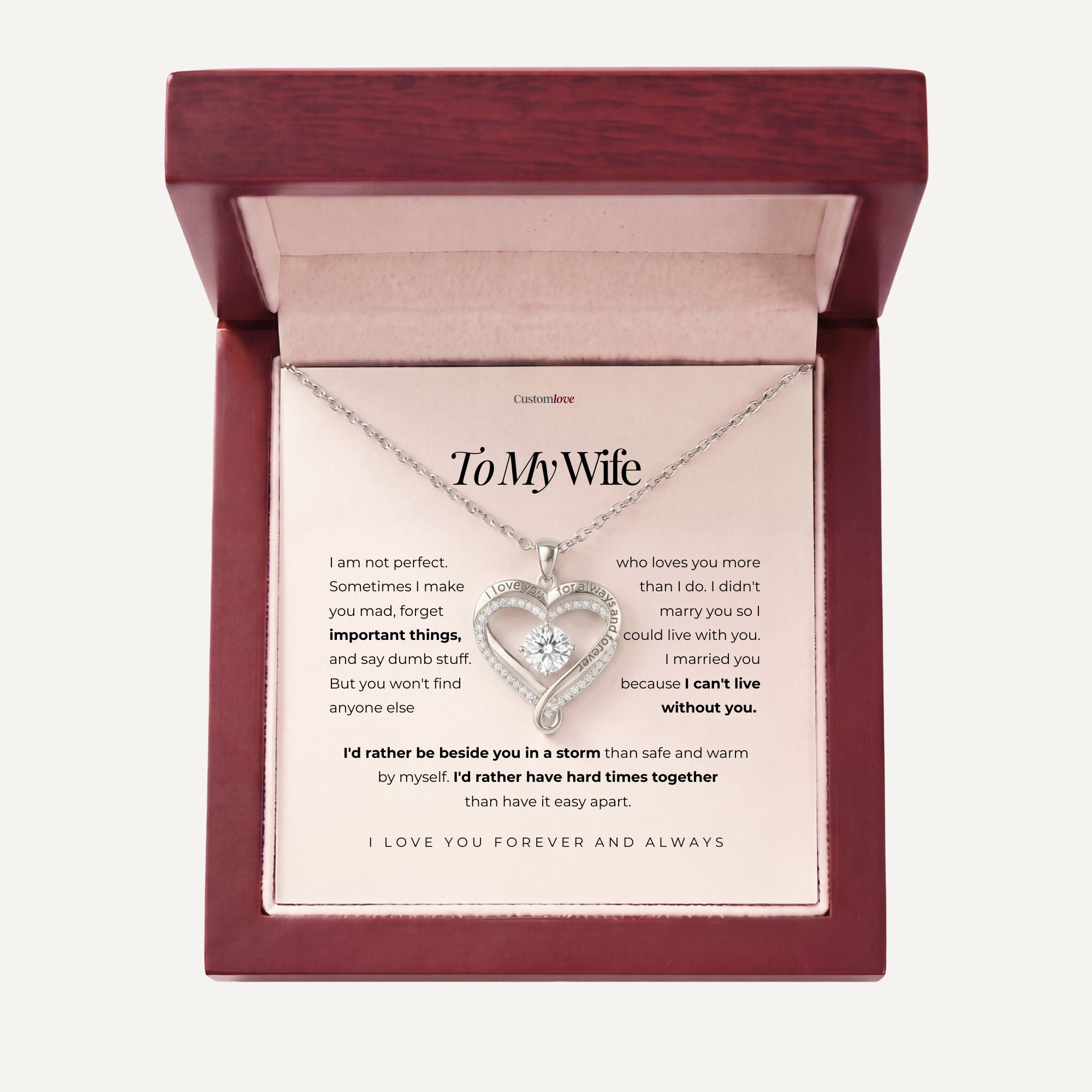 To My Wife – Engraved Double Hearts Necklace