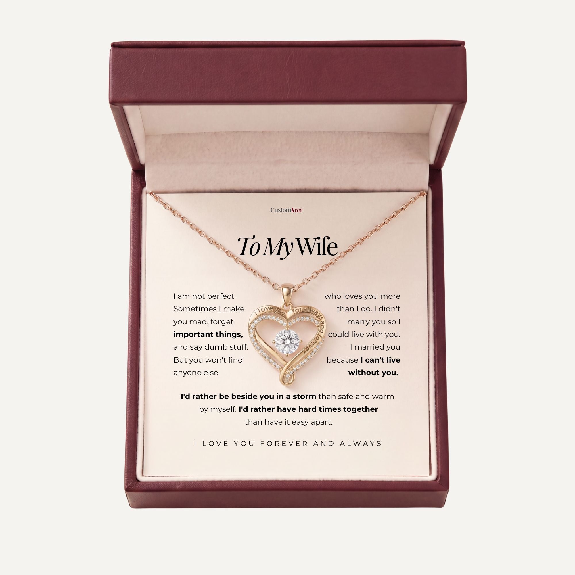 To My Wife – Engraved Double Hearts Necklace
