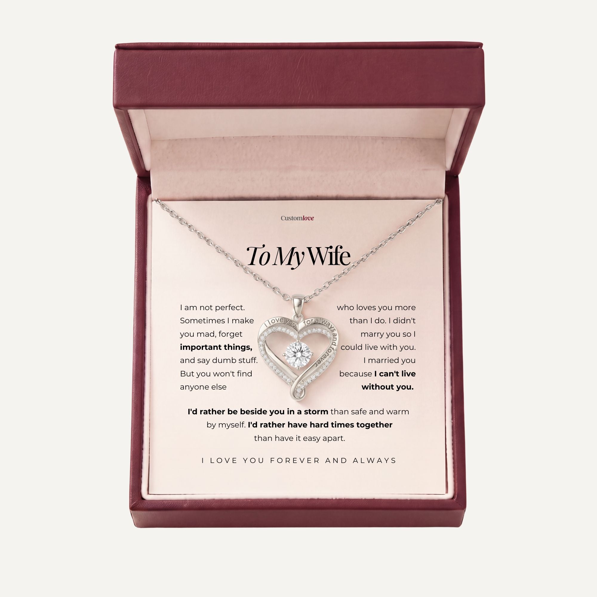 To My Wife – Engraved Double Hearts Necklace