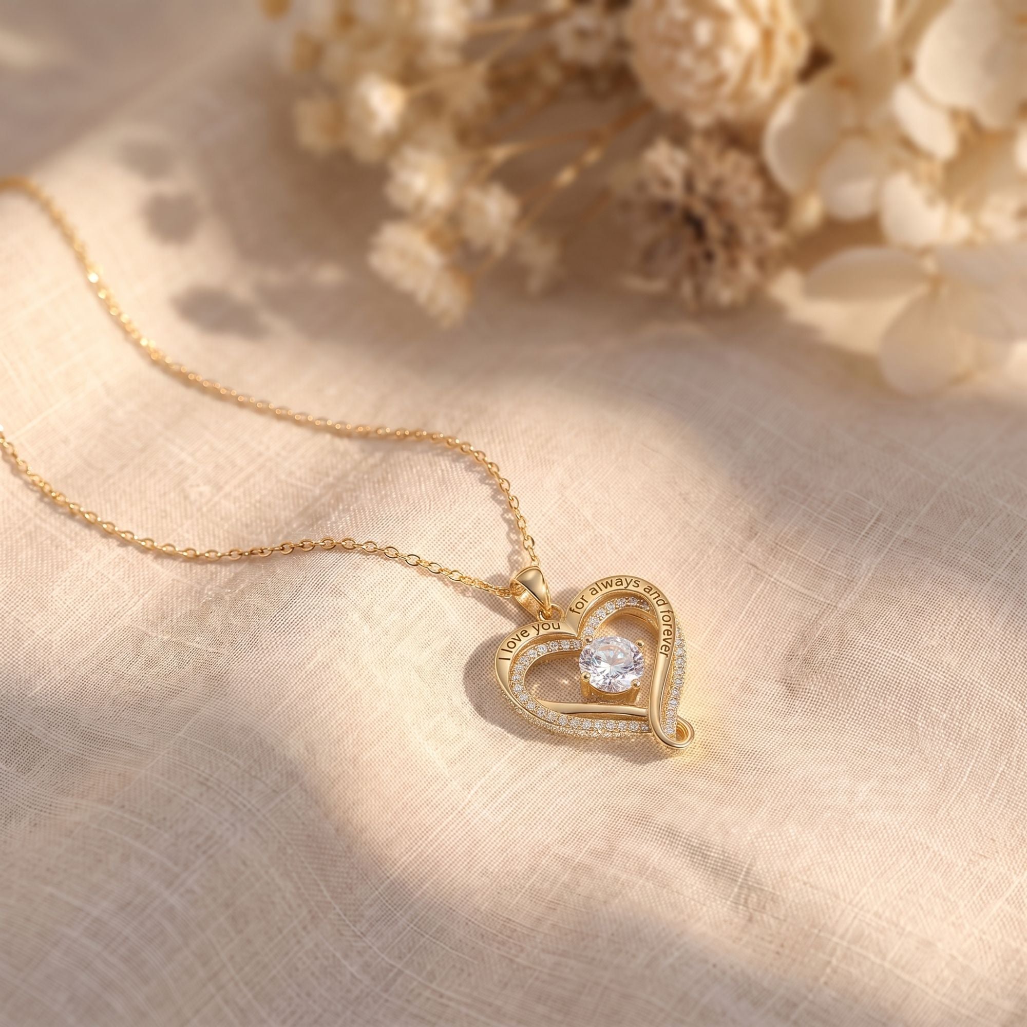 To My Wife – Engraved Double Hearts Necklace