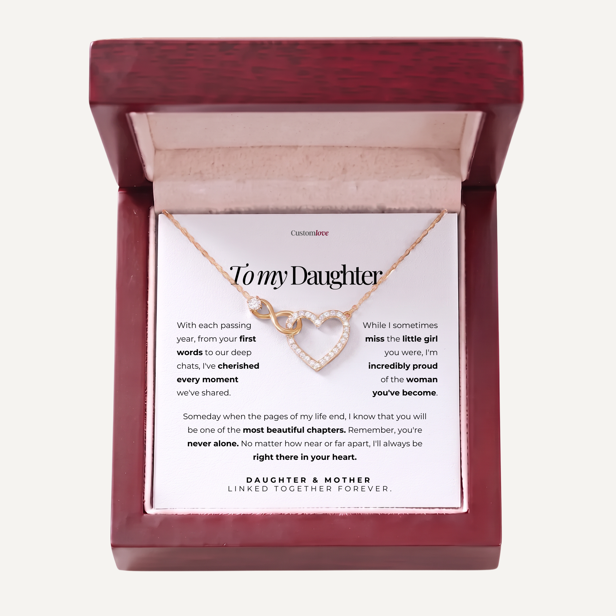 Mother and Daughter – Infinity Heart Necklace – Linked Together Forever
