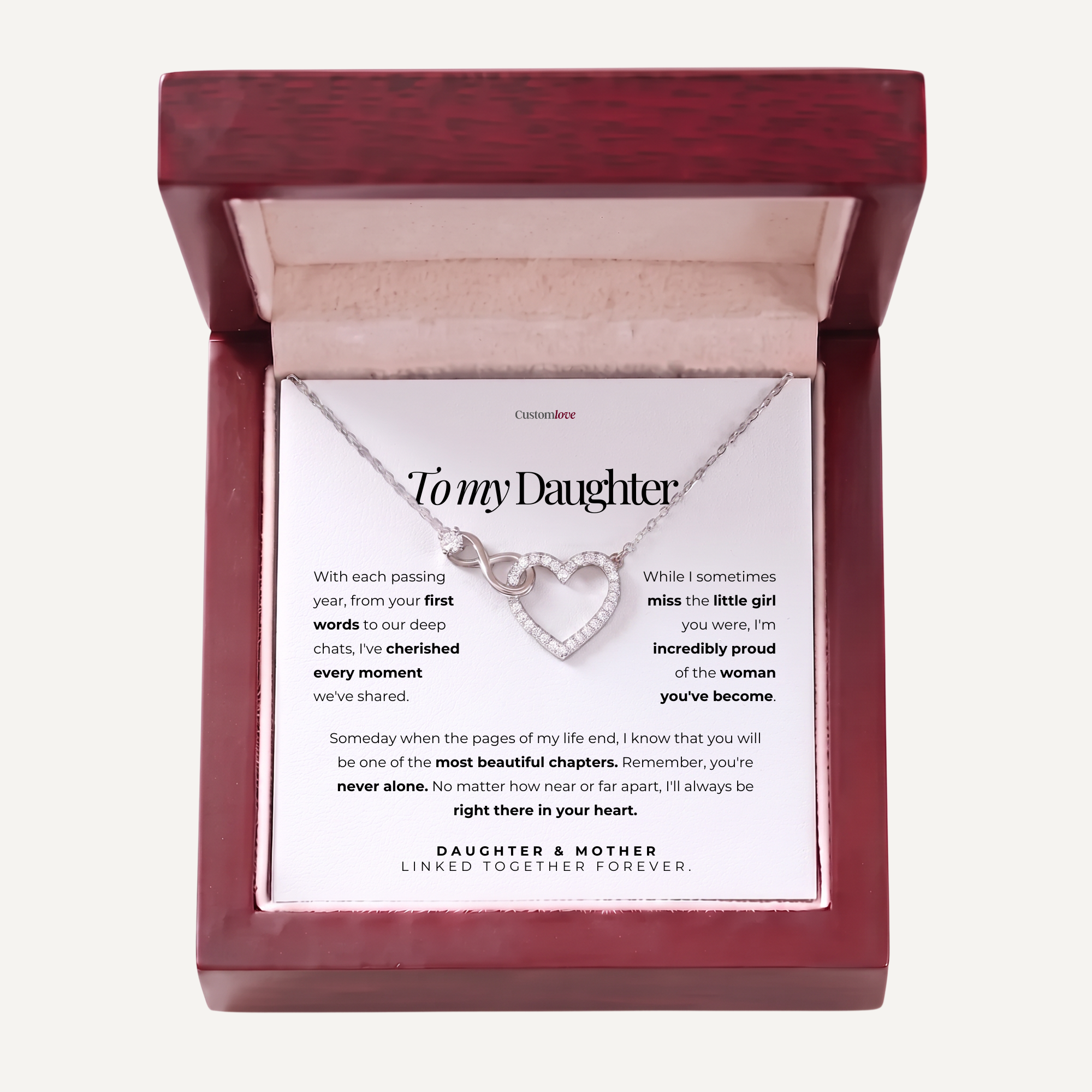 Mother and Daughter – Infinity Heart Necklace – Linked Together Forever