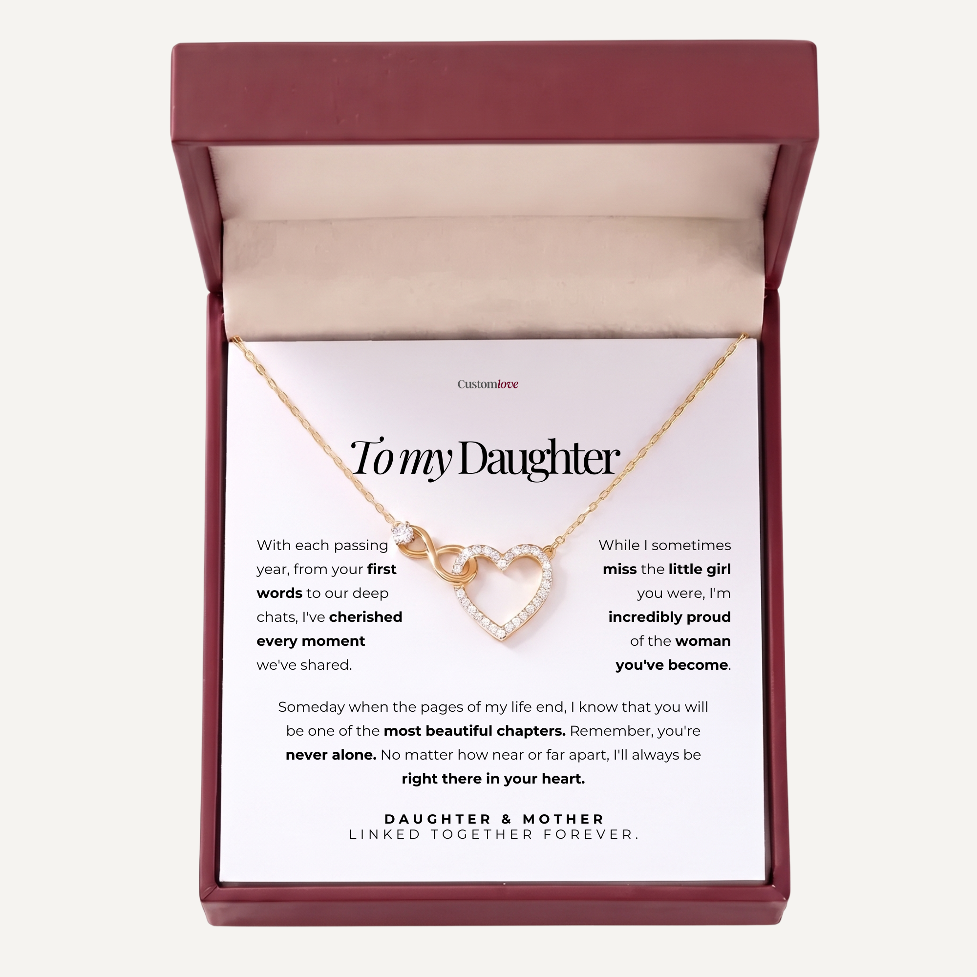 Mother and Daughter – Infinity Heart Necklace – Linked Together Forever
