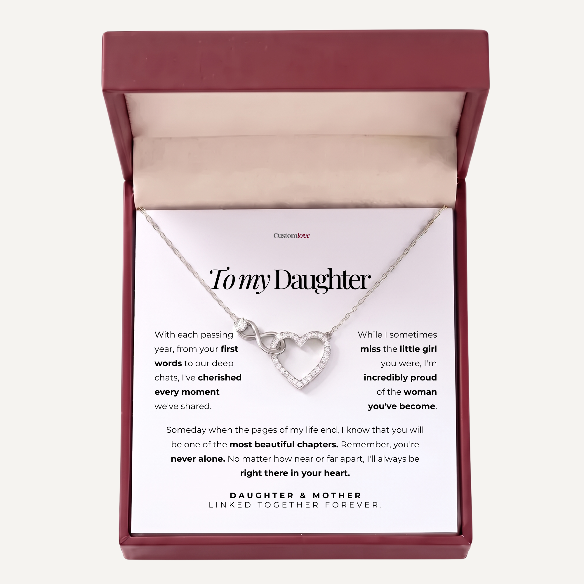 Mother and Daughter – Infinity Heart Necklace – Linked Together Forever