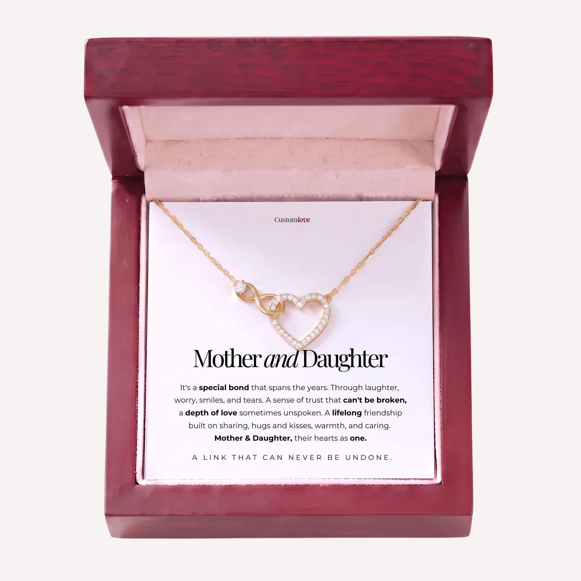 Mother and Daughter – Infinity Heart Necklace – Their Hearts As One