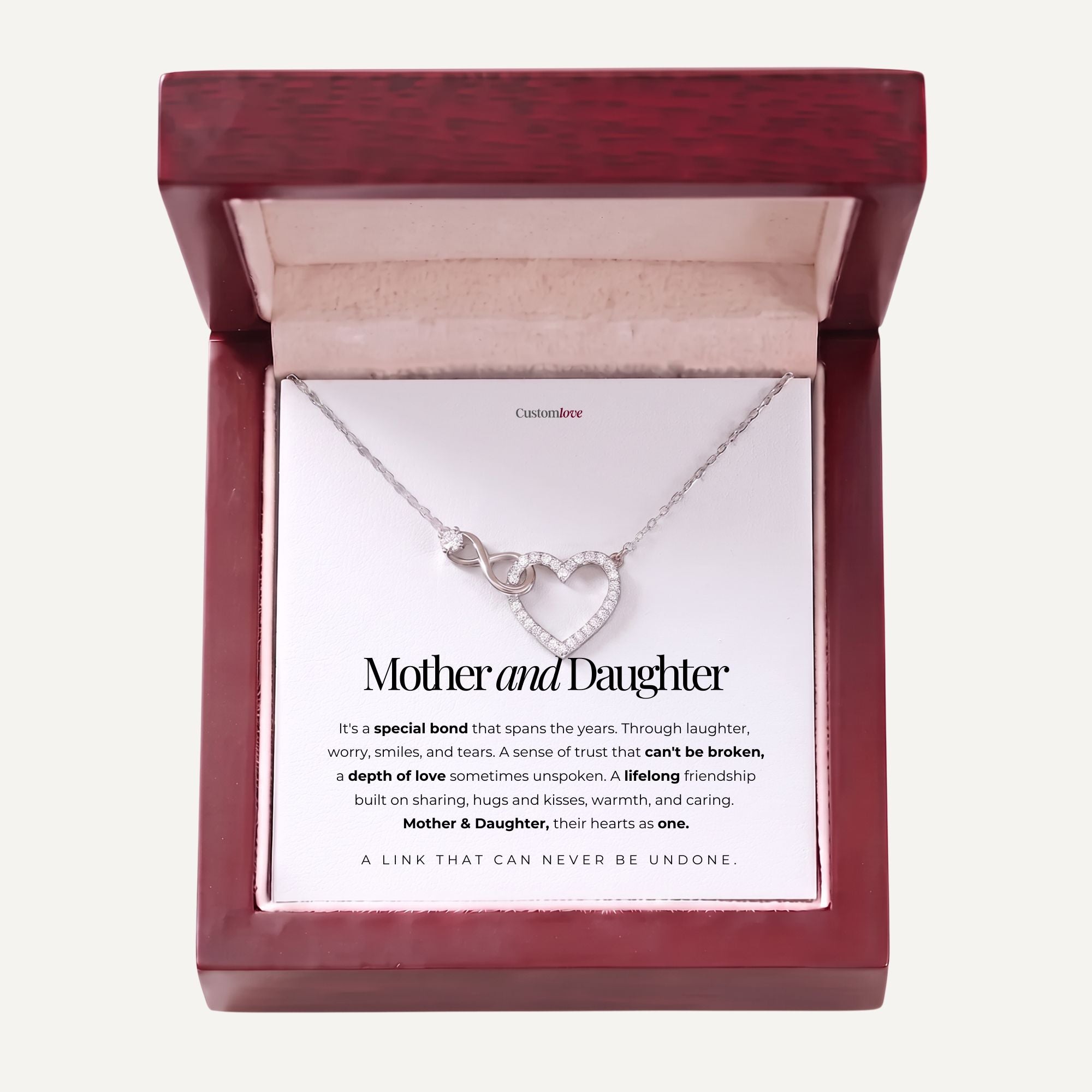 Mother and Daughter – Infinity Heart Necklace – Their Hearts As One