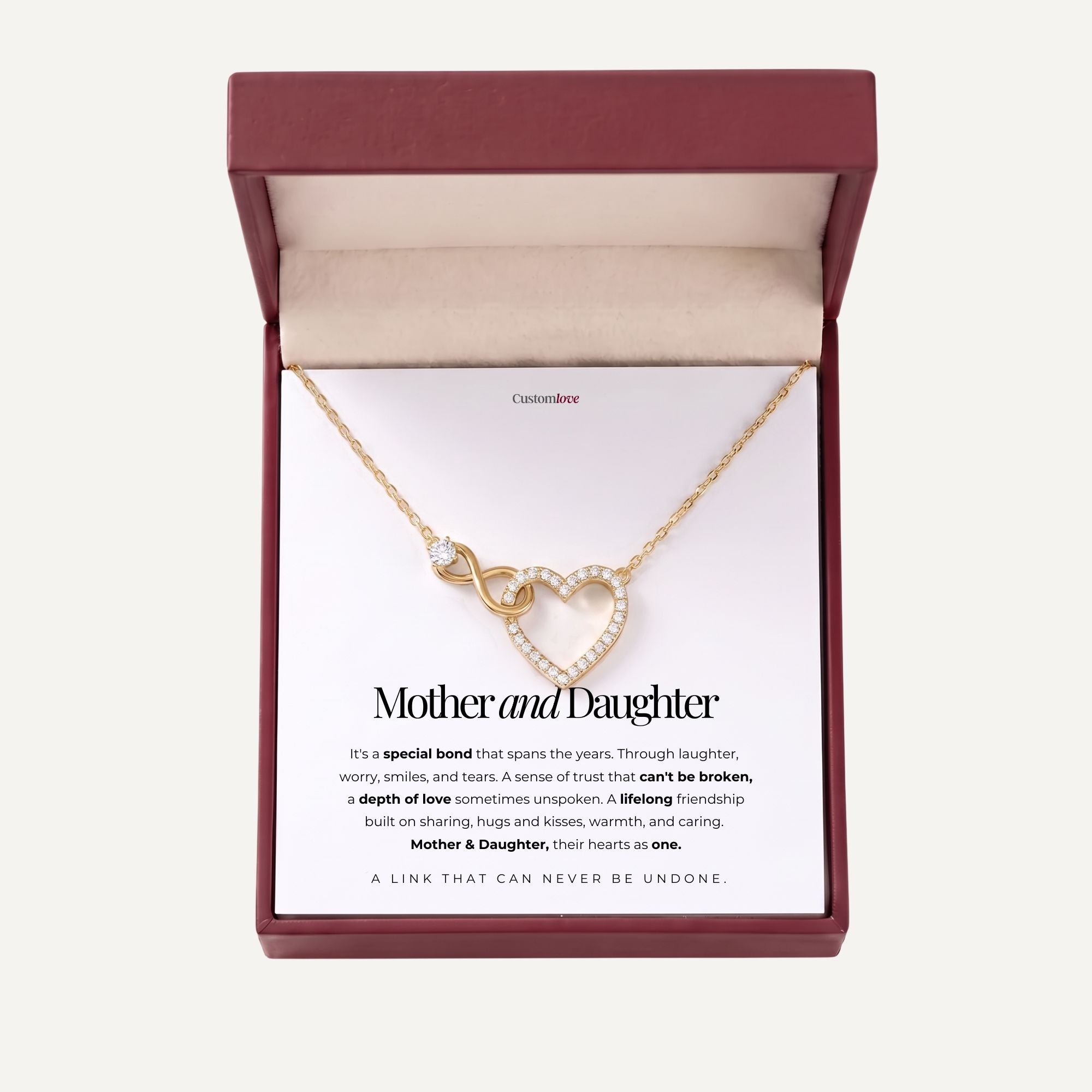 Mother and Daughter – Infinity Heart Necklace – Their Hearts As One