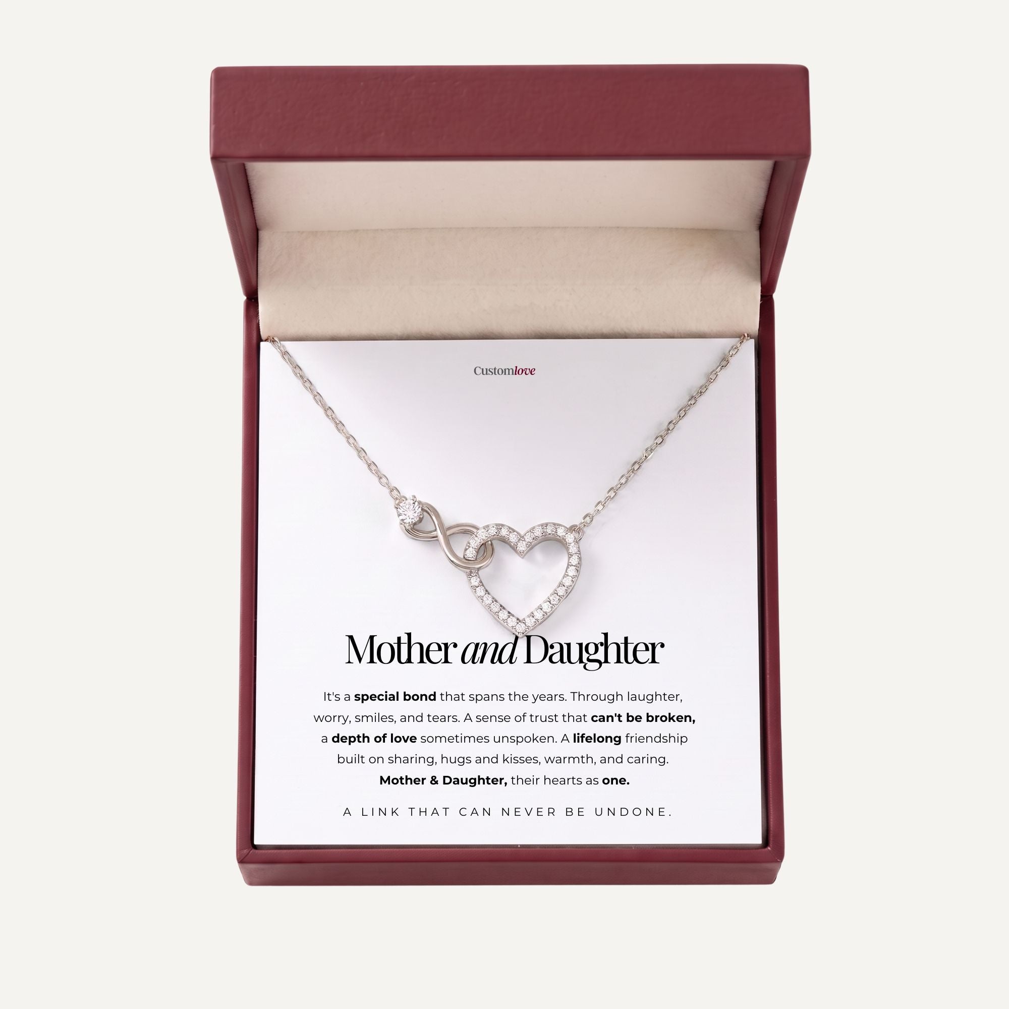 Mother and Daughter – Infinity Heart Necklace – Their Hearts As One