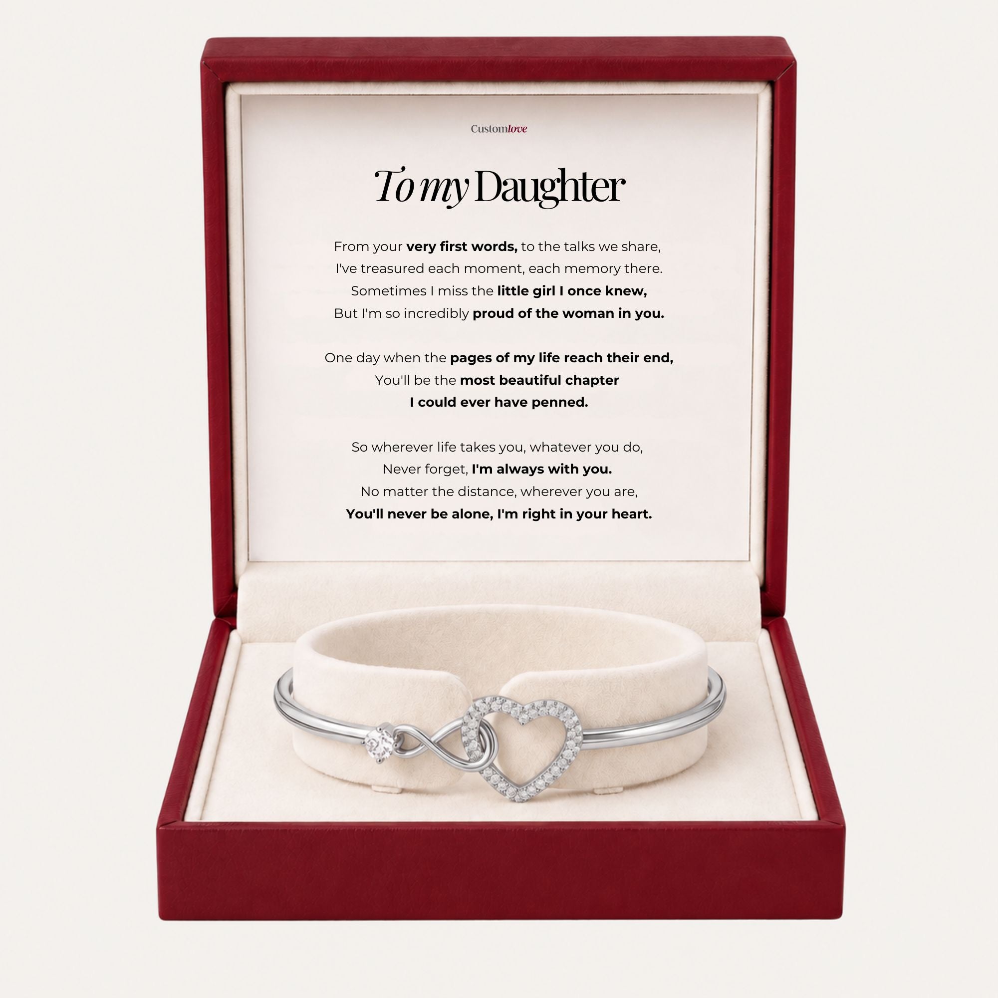 To My Daughter - Infinity Heart Bracelet – I Am Always With You