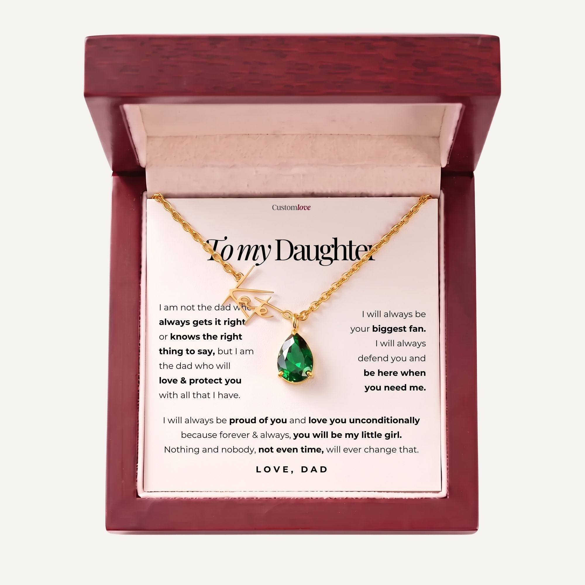 To My Daughter – I Am Proud of You - Signature with Birthstone Necklace