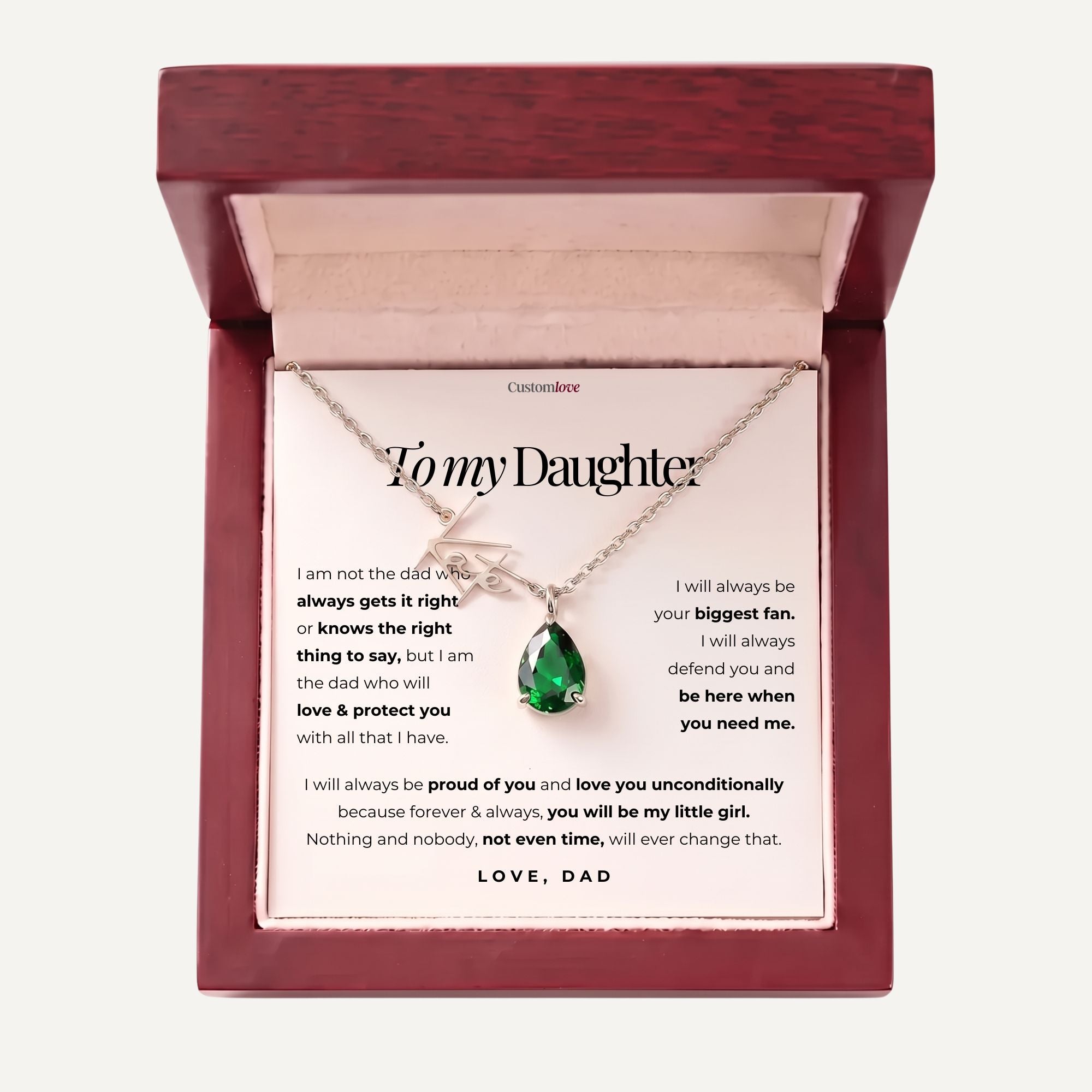 To My Daughter – I Am Proud of You - Signature with Birthstone Necklace