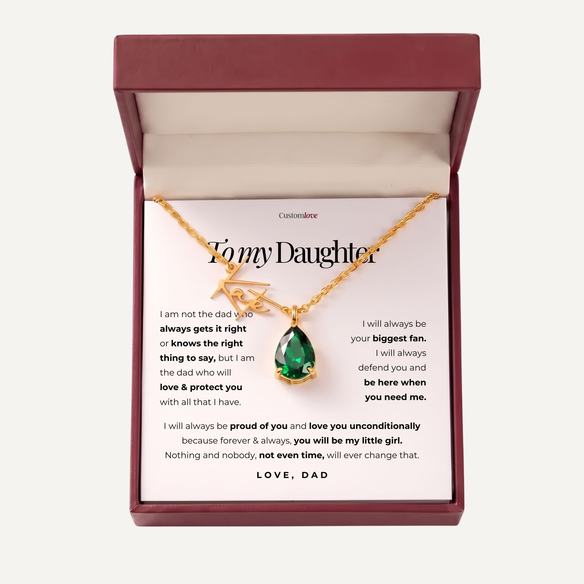 To My Daughter – I Am Proud of You - Signature with Birthstone Necklace