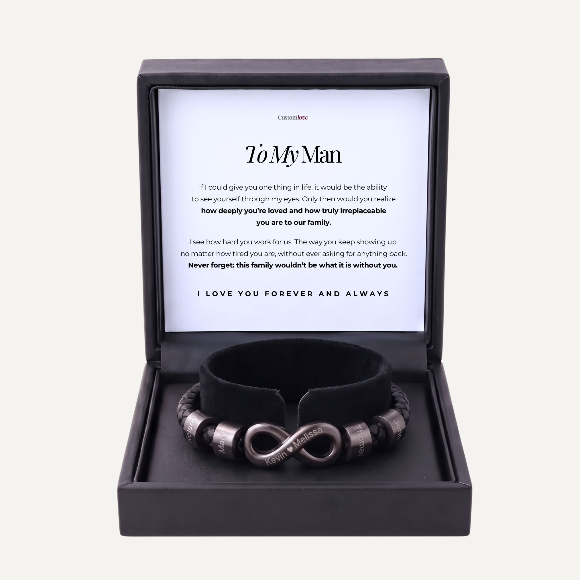 To My Man - Personalized Infinity Bracelet with Beads