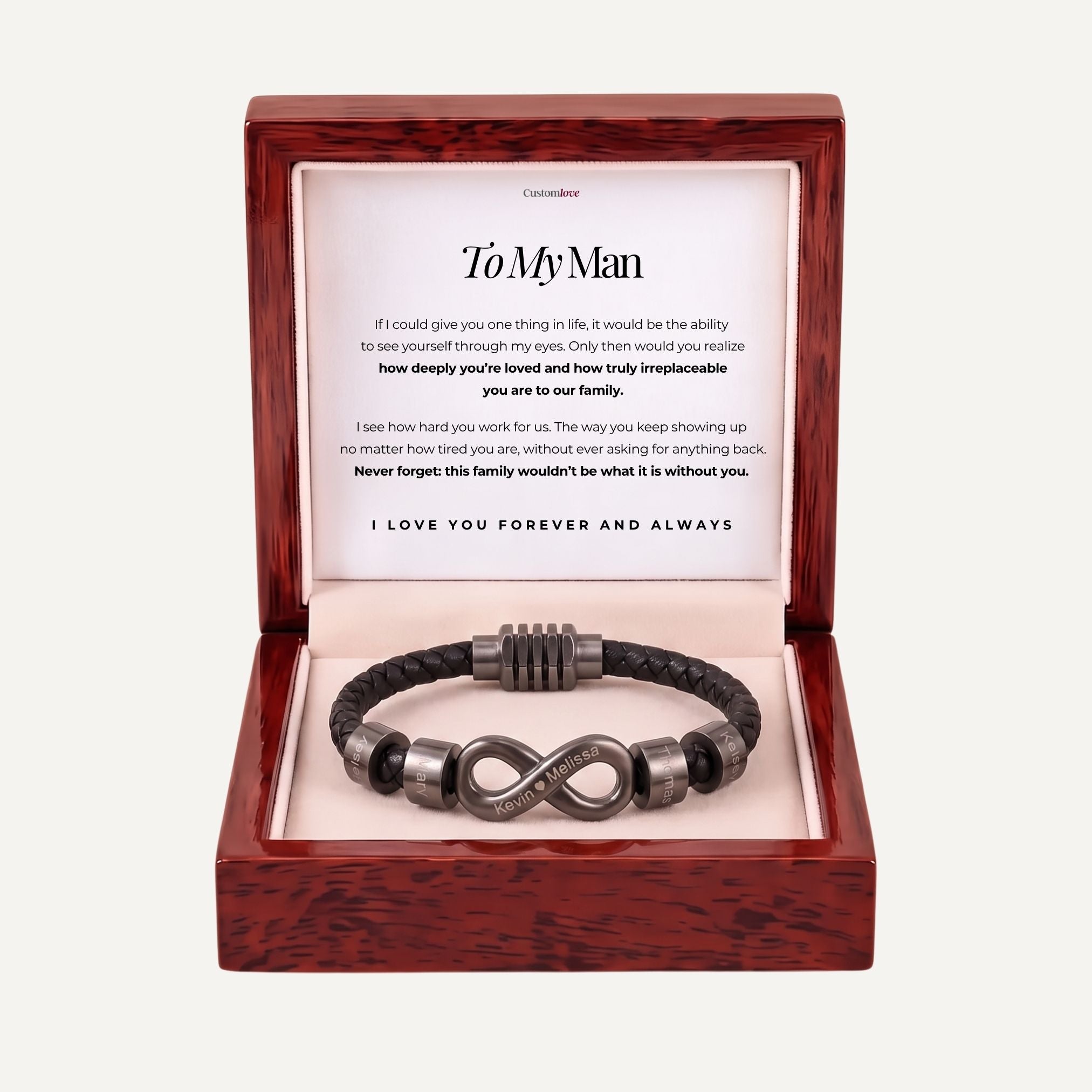To My Man - Personalized Infinity Bracelet with Beads