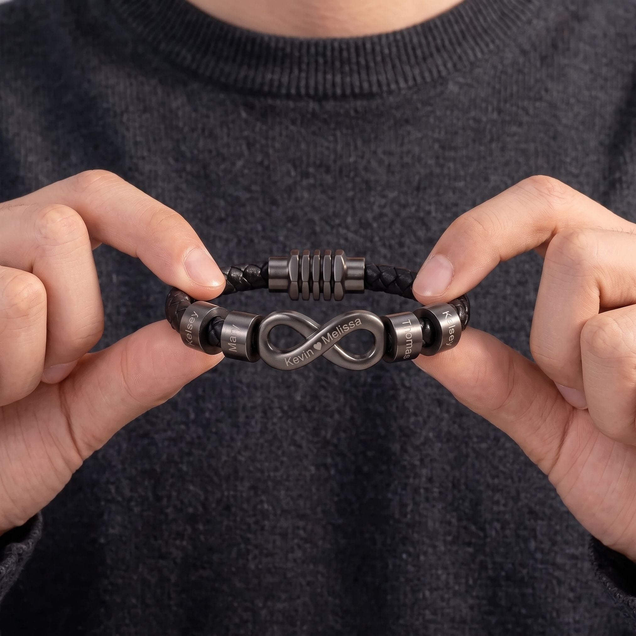 To My Man - Personalized Infinity Bracelet with Beads